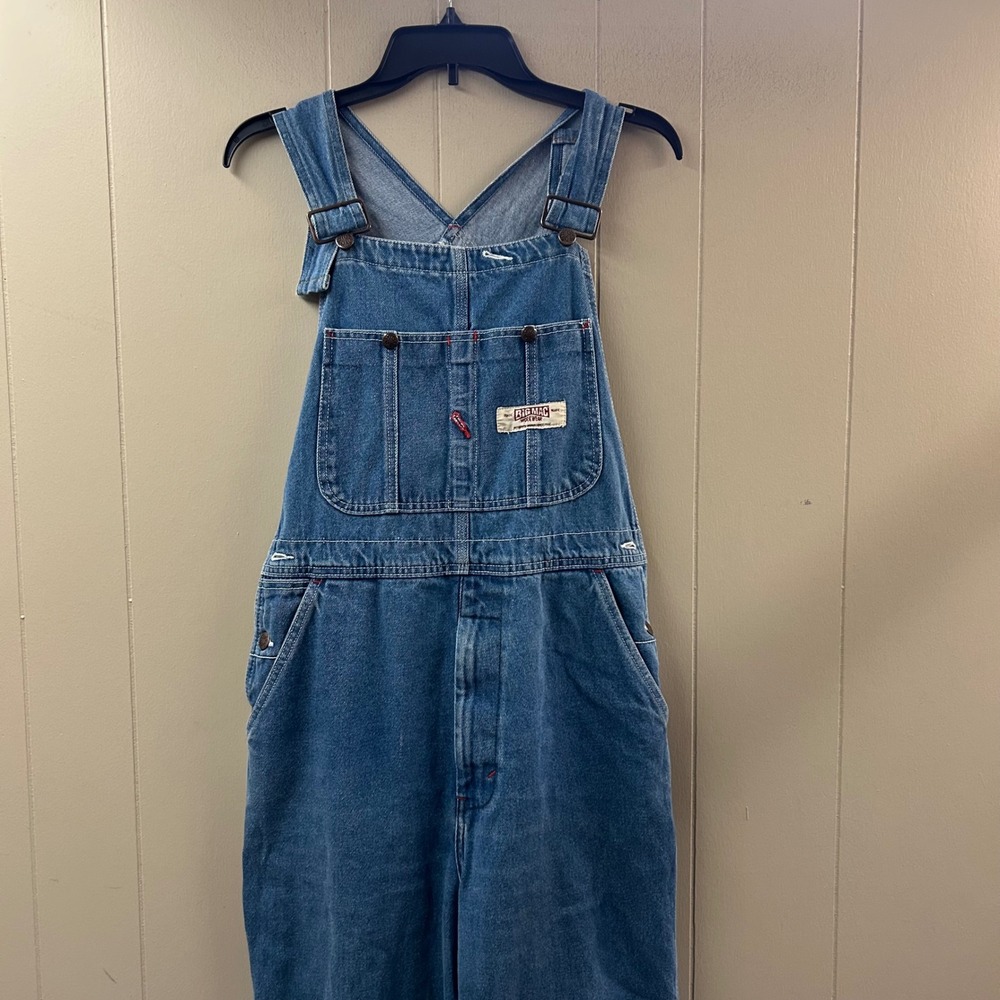 Vintage Big Mac Overalls 34x32 Blue Denim Square Bak Workwear Bibs Jean
